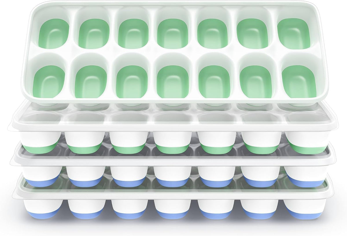 Ice Cube Tray, Silicone Ice Cube Trays for Freezer with Lid