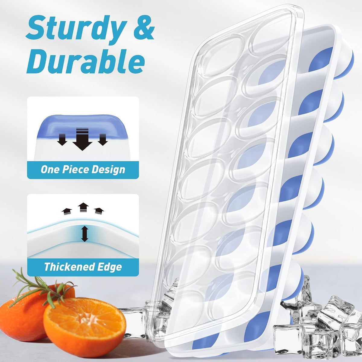 Ice Cube Tray, Silicone Ice Cube Trays for Freezer with Lid