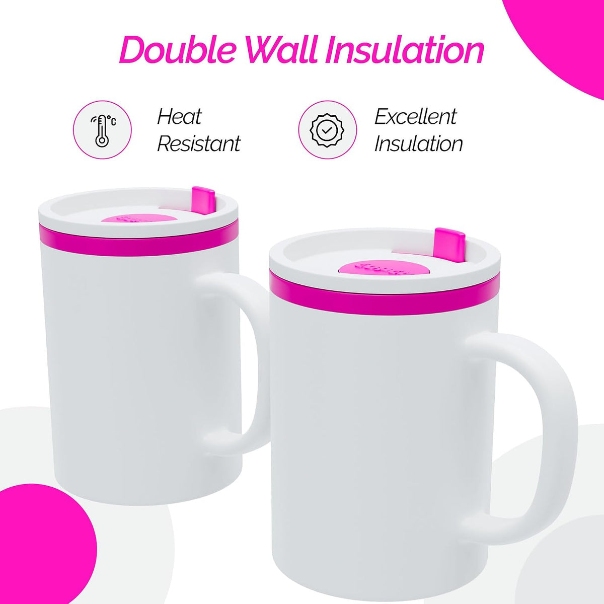 Iconic Desk Mug - White/Pink, 16 Oz