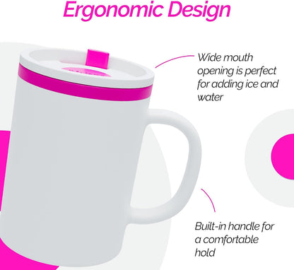 Iconic Desk Mug - White/Pink, 16 Oz