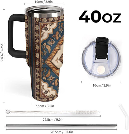 Leakproof Tumbler Vacuum Sealed Car Holder Friendly For Travel Simple Minimalist White Poppy Flower Pattern Coffee Mug Light Rose Red-style-27 - Colors F