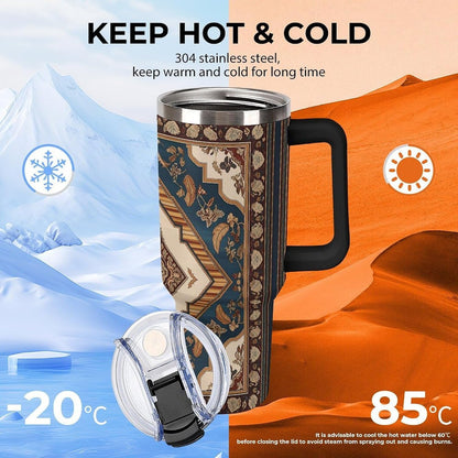 Leakproof Tumbler Vacuum Sealed Car Holder Friendly For Travel Simple Minimalist White Poppy Flower Pattern Coffee Mug Light Rose Red-style-27 - Colors F