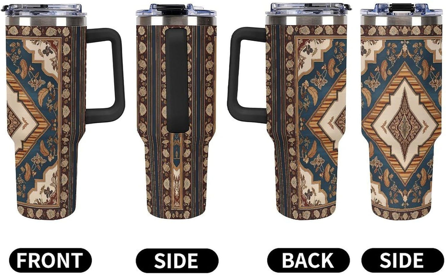 Leakproof Tumbler Vacuum Sealed Car Holder Friendly For Travel Simple Minimalist White Poppy Flower Pattern Coffee Mug Light Rose Red-style-27 - Colors F