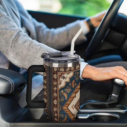 Leakproof Tumbler Vacuum Sealed Car Holder Friendly For Travel Simple Minimalist White Poppy Flower Pattern Coffee Mug Light Rose Red-style-27 - Colors F