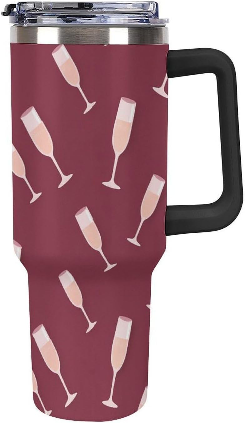 Leakproof Tumbler Vacuum Sealed Car Holder Friendly For Travel Simple Minimalist White Poppy Flower Pattern Coffee Mug Light Rose Red-style-27 - Colors F