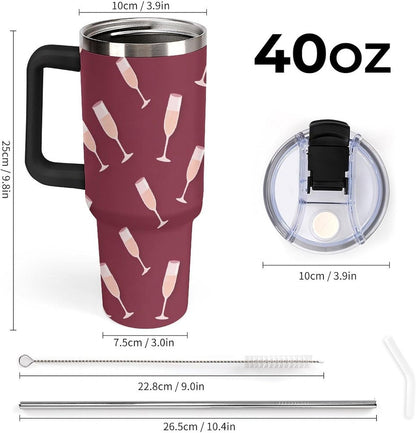 Leakproof Tumbler Vacuum Sealed Car Holder Friendly For Travel Simple Minimalist White Poppy Flower Pattern Coffee Mug Light Rose Red-style-27 - Colors F
