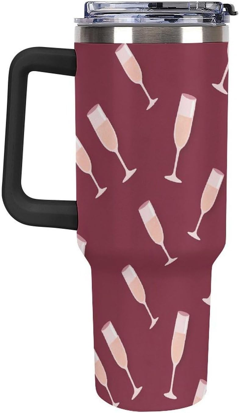 Leakproof Tumbler Vacuum Sealed Car Holder Friendly For Travel Simple Minimalist White Poppy Flower Pattern Coffee Mug Light Rose Red-style-27 - Colors F