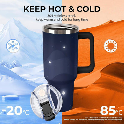 Leakproof Tumbler Vacuum Sealed Car Holder Friendly For Travel Simple Minimalist White Poppy Flower Pattern Coffee Mug Light Rose Red-style-27 - Colors F