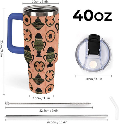 Leakproof Tumbler Vacuum Sealed Car Holder Friendly For Travel Simple Minimalist White Poppy Flower Pattern Coffee Mug Light Rose Red-style-27 - Colors F
