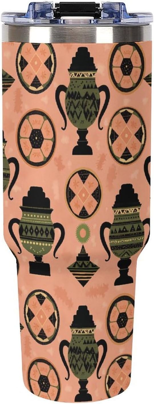 Leakproof Tumbler Vacuum Sealed Car Holder Friendly For Travel Simple Minimalist White Poppy Flower Pattern Coffee Mug Light Rose Red-style-27 - Colors F