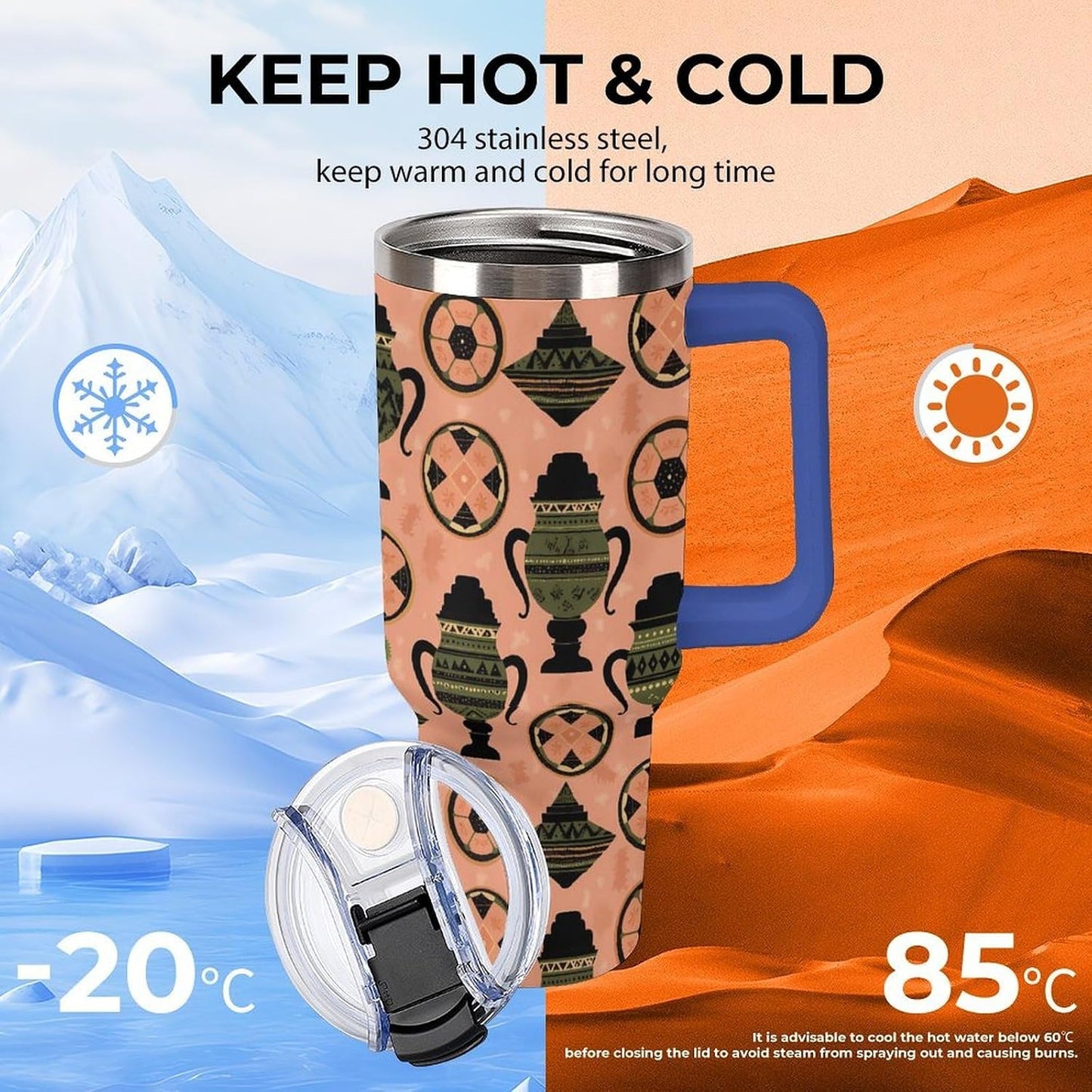 Leakproof Tumbler Vacuum Sealed Car Holder Friendly For Travel Simple Minimalist White Poppy Flower Pattern Coffee Mug Light Rose Red-style-27 - Colors F