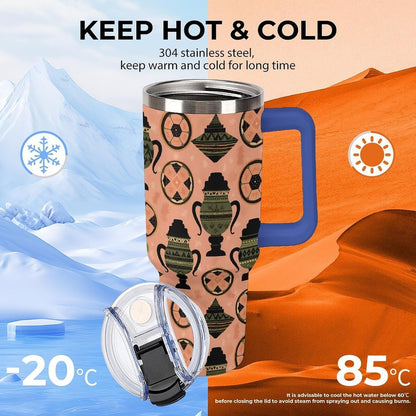 Leakproof Tumbler Vacuum Sealed Car Holder Friendly For Travel Simple Minimalist White Poppy Flower Pattern Coffee Mug Light Rose Red-style-27 - Colors F