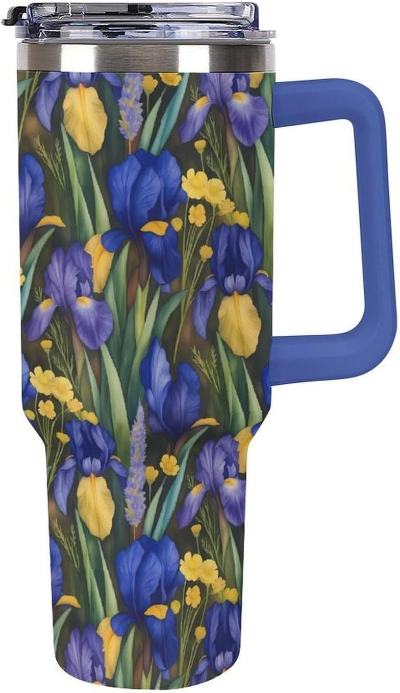 Leakproof Tumbler Vacuum Sealed Car Holder Friendly For Travel Simple Minimalist White Poppy Flower Pattern Coffee Mug Light Rose Red-style-27 - Colors F