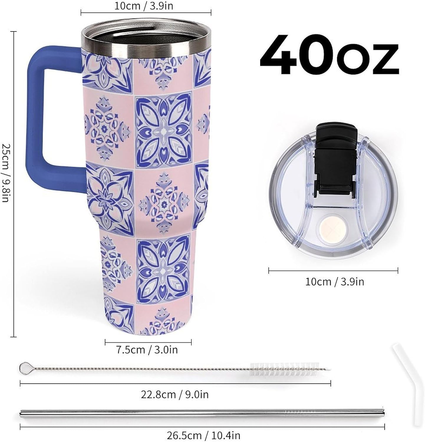 Leakproof Tumbler Vacuum Sealed Car Holder Friendly For Travel Simple Minimalist White Poppy Flower Pattern Coffee Mug Light Rose Red-style-27 - Colors F