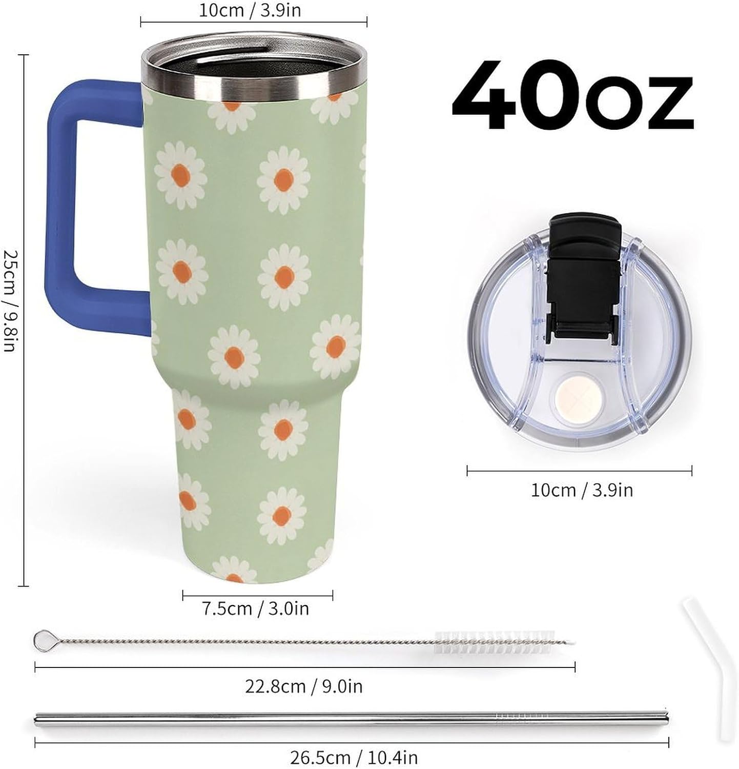 Leakproof Tumbler Vacuum Sealed Car Holder Friendly For Travel Simple Minimalist White Poppy Flower Pattern Coffee Mug Light Rose Red-style-27 - Colors F