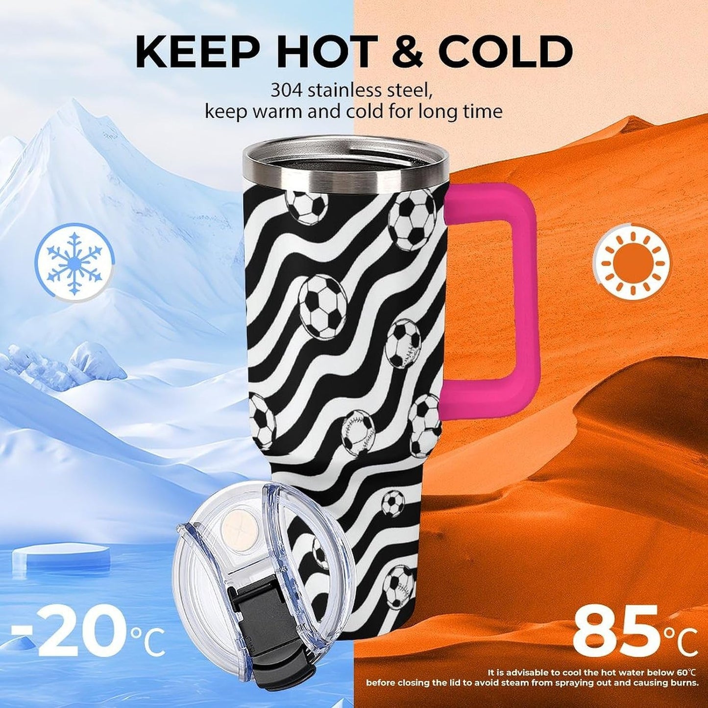 Leakproof Tumbler Vacuum Sealed Car Holder Friendly For Travel Simple Minimalist White Poppy Flower Pattern Coffee Mug Light Rose Red-style-27 - Colors F