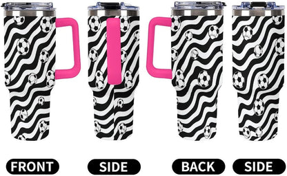 Leakproof Tumbler Vacuum Sealed Car Holder Friendly For Travel Simple Minimalist White Poppy Flower Pattern Coffee Mug Light Rose Red-style-27 - Colors F