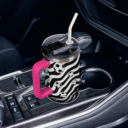 Leakproof Tumbler Vacuum Sealed Car Holder Friendly For Travel Simple Minimalist White Poppy Flower Pattern Coffee Mug Light Rose Red-style-27 - Colors F