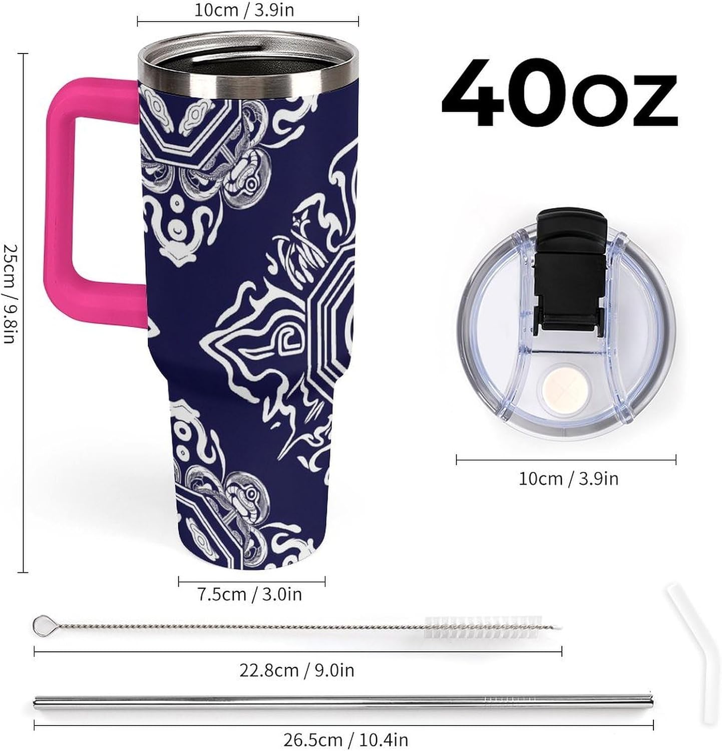 Leakproof Tumbler Vacuum Sealed Car Holder Friendly For Travel Simple Minimalist White Poppy Flower Pattern Coffee Mug Light Rose Red-style-27 - Colors F