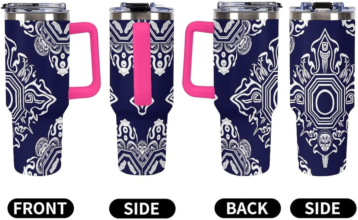 Leakproof Tumbler Vacuum Sealed Car Holder Friendly For Travel Simple Minimalist White Poppy Flower Pattern Coffee Mug Light Rose Red-style-27 - Colors F