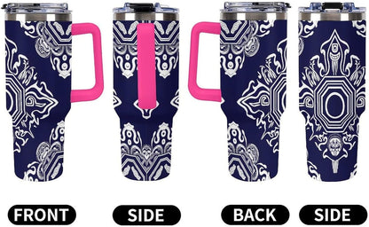 Leakproof Tumbler Vacuum Sealed Car Holder Friendly For Travel Simple Minimalist White Poppy Flower Pattern Coffee Mug Light Rose Red-style-27 - Colors F
