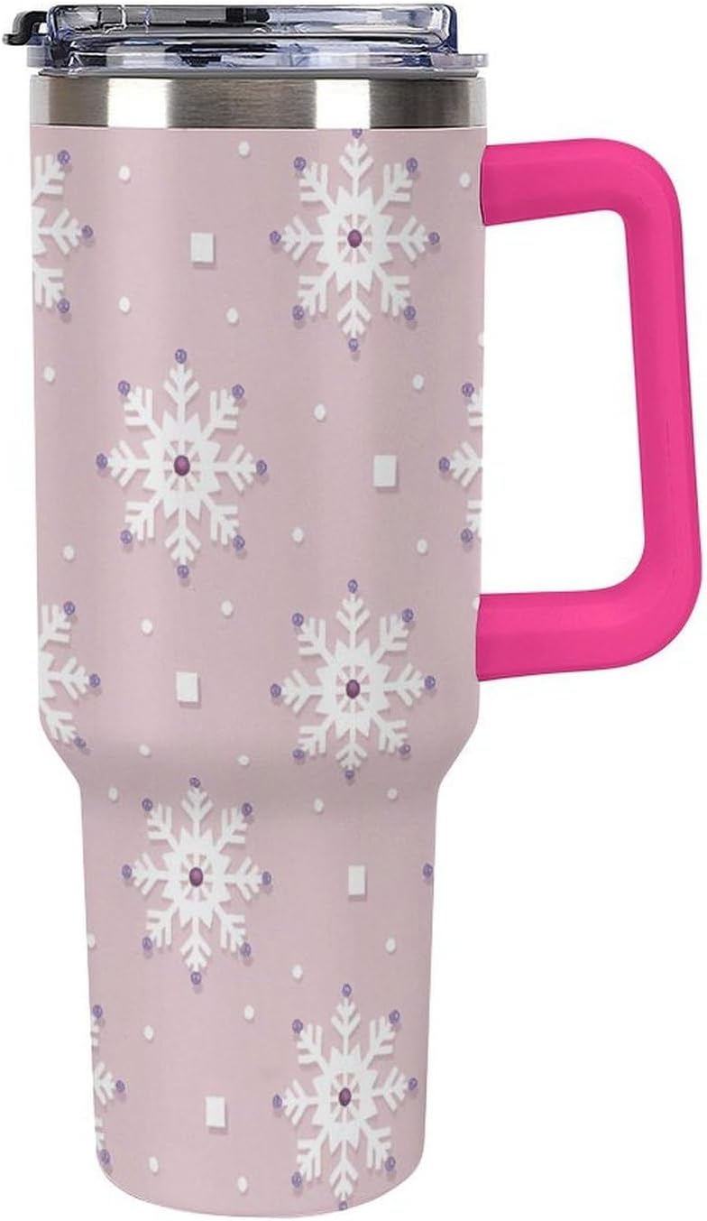 Leakproof Tumbler Vacuum Sealed Car Holder Friendly For Travel Simple Minimalist White Poppy Flower Pattern Coffee Mug Light Rose Red-style-27 - Colors F
