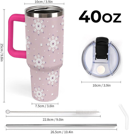 Leakproof Tumbler Vacuum Sealed Car Holder Friendly For Travel Simple Minimalist White Poppy Flower Pattern Coffee Mug Light Rose Red-style-27 - Colors F