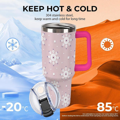 Leakproof Tumbler Vacuum Sealed Car Holder Friendly For Travel Simple Minimalist White Poppy Flower Pattern Coffee Mug Light Rose Red-style-27 - Colors F
