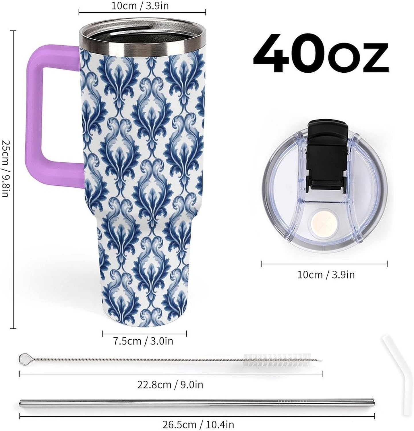 Leakproof Tumbler Vacuum Sealed Car Holder Friendly For Travel Simple Minimalist White Poppy Flower Pattern Coffee Mug Light Rose Red-style-27 - Colors F
