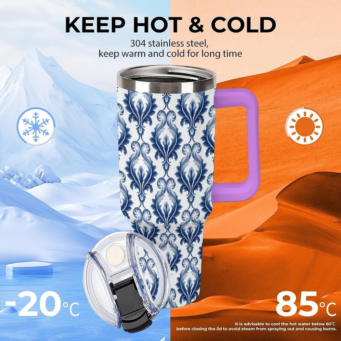 Leakproof Tumbler Vacuum Sealed Car Holder Friendly For Travel Simple Minimalist White Poppy Flower Pattern Coffee Mug Light Rose Red-style-27 - Colors F