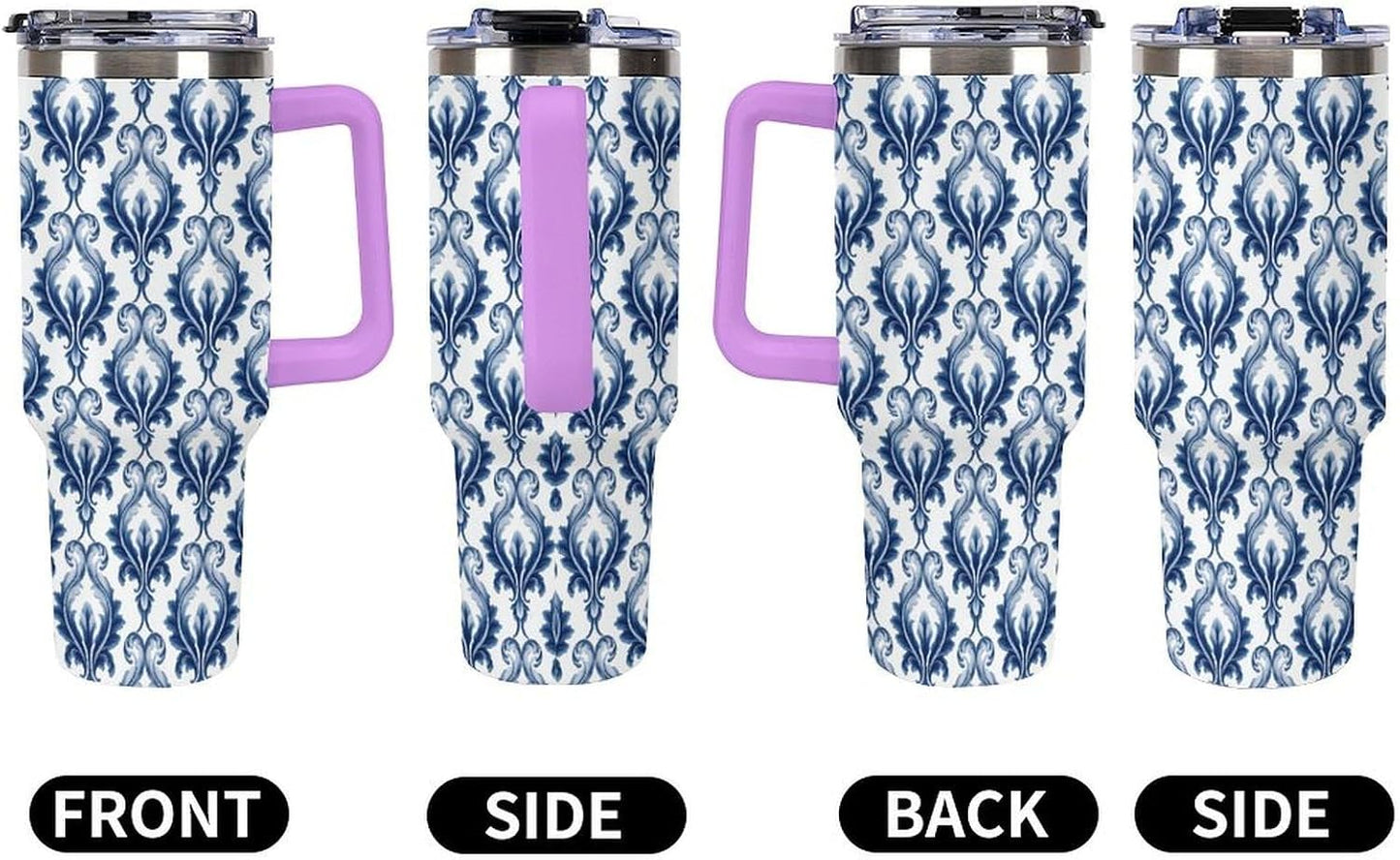 Leakproof Tumbler Vacuum Sealed Car Holder Friendly For Travel Simple Minimalist White Poppy Flower Pattern Coffee Mug Light Rose Red-style-27 - Colors F