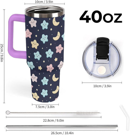 Leakproof Tumbler Vacuum Sealed Car Holder Friendly For Travel Simple Minimalist White Poppy Flower Pattern Coffee Mug Light Rose Red-style-27 - Colors F