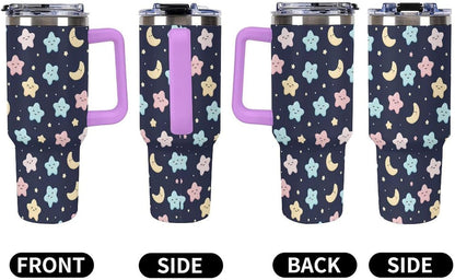 Leakproof Tumbler Vacuum Sealed Car Holder Friendly For Travel Simple Minimalist White Poppy Flower Pattern Coffee Mug Light Rose Red-style-27 - Colors F