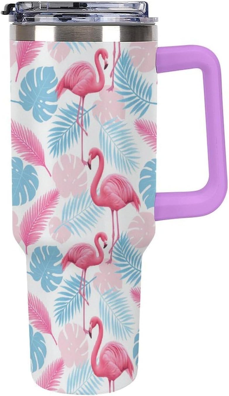 Leakproof Tumbler Vacuum Sealed Car Holder Friendly For Travel Simple Minimalist White Poppy Flower Pattern Coffee Mug Light Rose Red-style-27 - Colors F