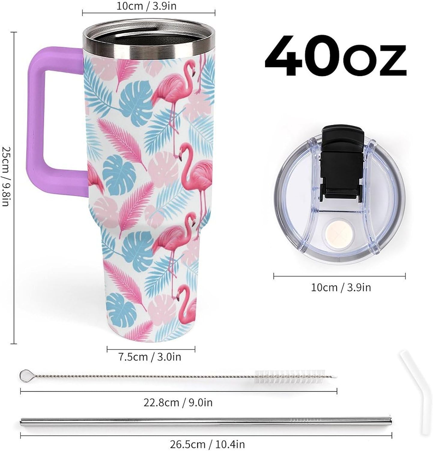 Leakproof Tumbler Vacuum Sealed Car Holder Friendly For Travel Simple Minimalist White Poppy Flower Pattern Coffee Mug Light Rose Red-style-27 - Colors F