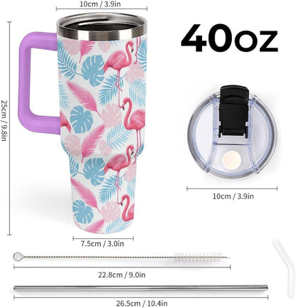 Leakproof Tumbler Vacuum Sealed Car Holder Friendly For Travel Simple Minimalist White Poppy Flower Pattern Coffee Mug Light Rose Red-style-27 - Colors F
