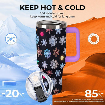 Leakproof Tumbler Vacuum Sealed Car Holder Friendly For Travel Simple Minimalist White Poppy Flower Pattern Coffee Mug Light Rose Red-style-27 - Colors F