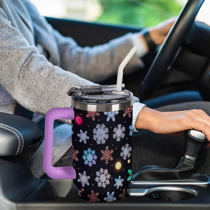 Leakproof Tumbler Vacuum Sealed Car Holder Friendly For Travel Simple Minimalist White Poppy Flower Pattern Coffee Mug Light Rose Red-style-27 - Colors F