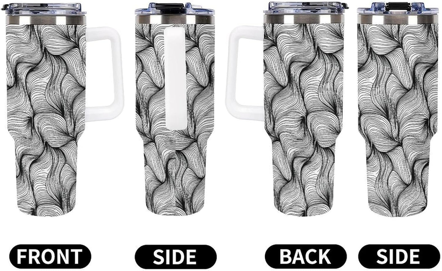 Leakproof Tumbler Vacuum Sealed Car Holder Friendly For Travel Simple Minimalist White Poppy Flower Pattern Coffee Mug Light Rose Red-style-27 - Colors F