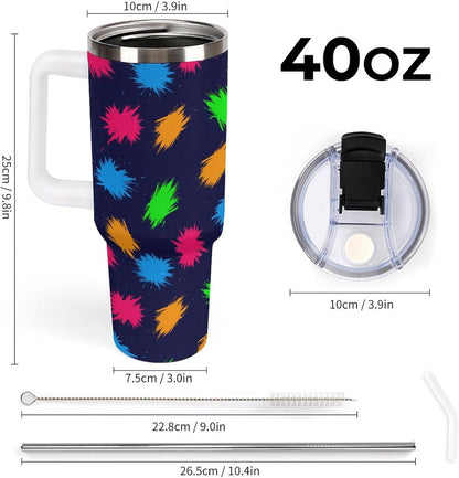 Leakproof Tumbler Vacuum Sealed Car Holder Friendly For Travel Simple Minimalist White Poppy Flower Pattern Coffee Mug Light Rose Red-style-27 - Colors F