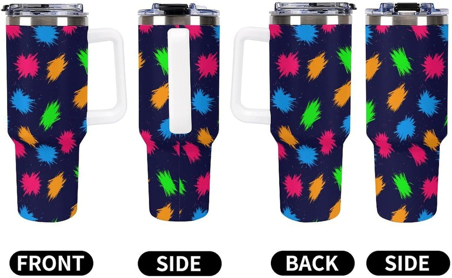 Leakproof Tumbler Vacuum Sealed Car Holder Friendly For Travel Simple Minimalist White Poppy Flower Pattern Coffee Mug Light Rose Red-style-27 - Colors F