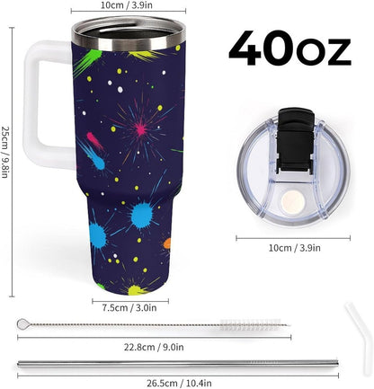 Leakproof Tumbler Vacuum Sealed Car Holder Friendly For Travel Simple Minimalist White Poppy Flower Pattern Coffee Mug Light Rose Red-style-27 - Colors F