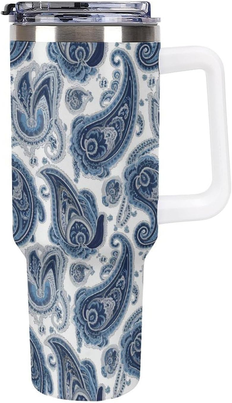 Leakproof Tumbler Vacuum Sealed Car Holder Friendly For Travel Simple Minimalist White Poppy Flower Pattern Coffee Mug Light Rose Red-style-27 - Colors F
