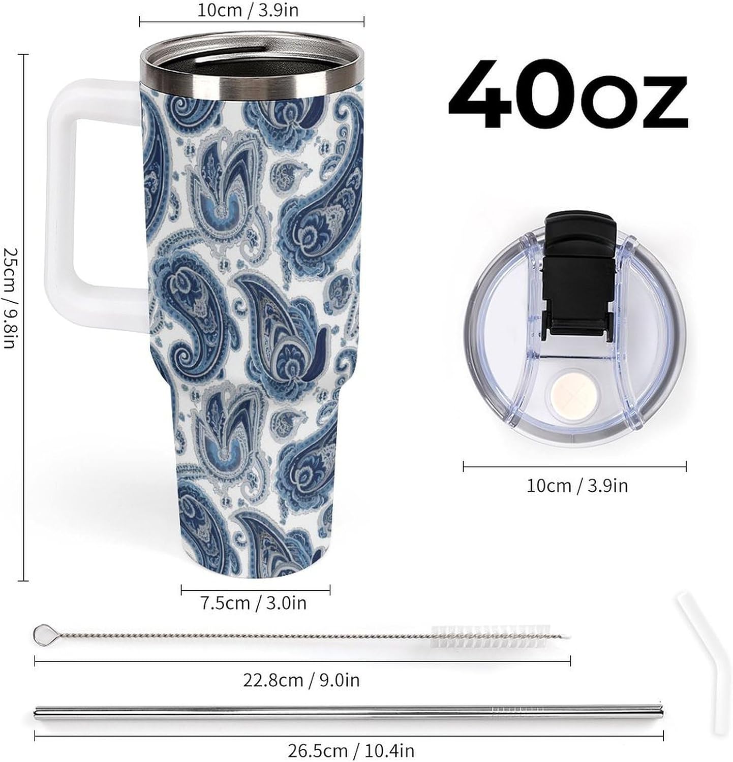 Leakproof Tumbler Vacuum Sealed Car Holder Friendly For Travel Simple Minimalist White Poppy Flower Pattern Coffee Mug Light Rose Red-style-27 - Colors F