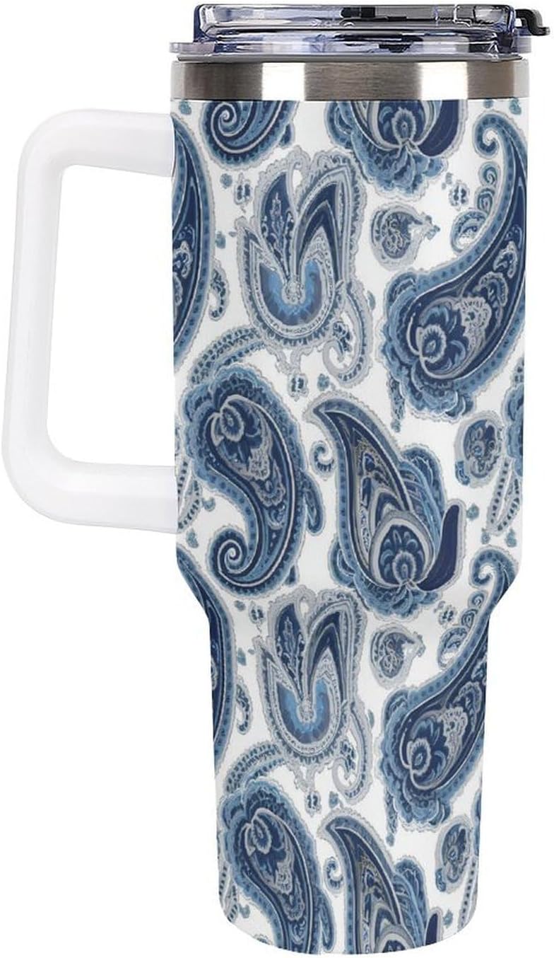 Leakproof Tumbler Vacuum Sealed Car Holder Friendly For Travel Simple Minimalist White Poppy Flower Pattern Coffee Mug Light Rose Red-style-27 - Colors F