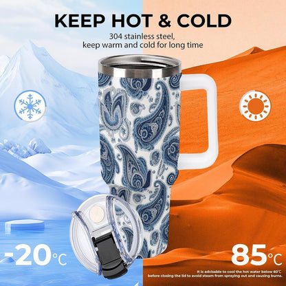 Leakproof Tumbler Vacuum Sealed Car Holder Friendly For Travel Simple Minimalist White Poppy Flower Pattern Coffee Mug Light Rose Red-style-27 - Colors F