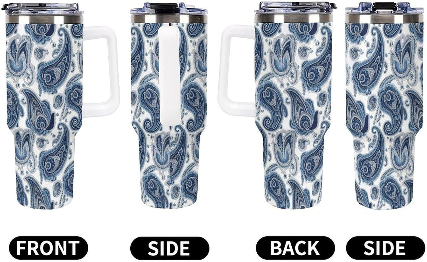 Leakproof Tumbler Vacuum Sealed Car Holder Friendly For Travel Simple Minimalist White Poppy Flower Pattern Coffee Mug Light Rose Red-style-27 - Colors F