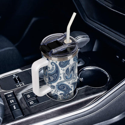 Leakproof Tumbler Vacuum Sealed Car Holder Friendly For Travel Simple Minimalist White Poppy Flower Pattern Coffee Mug Light Rose Red-style-27 - Colors F