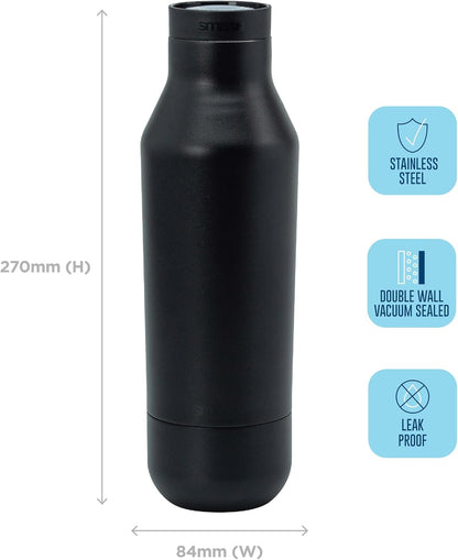 360° Edge Stainless Steel Insulated Water Bottle – Double Wall, Leak Proof, One-Touch Screw Top Lid, 360° Drinking Edge, Black
