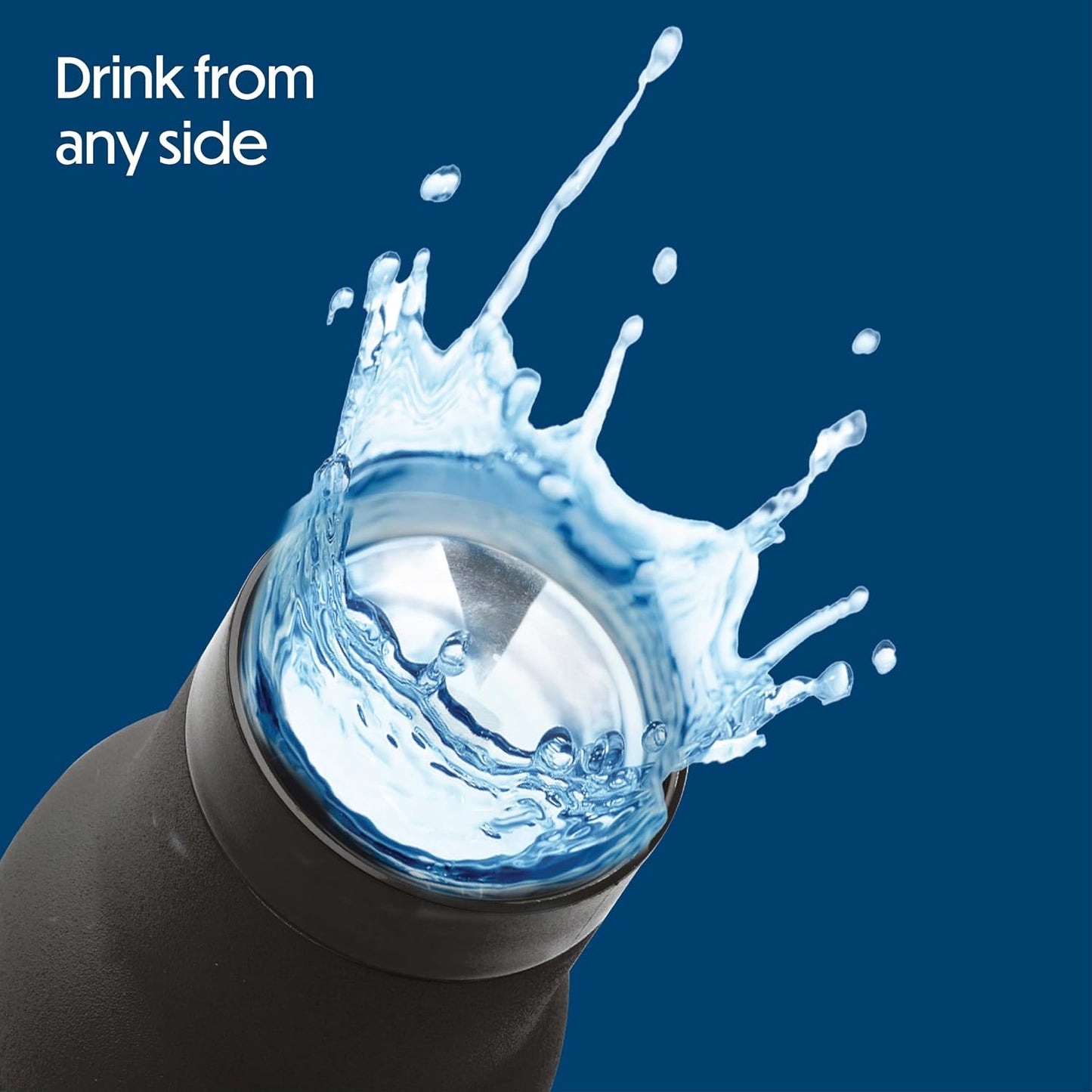 360° Edge Stainless Steel Insulated Water Bottle – Double Wall, Leak Proof, One-Touch Screw Top Lid, 360° Drinking Edge, Black